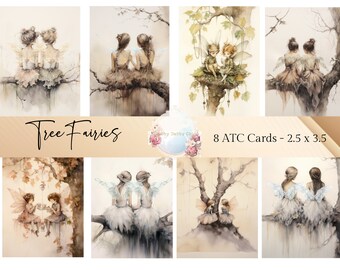 Fairy Printable Cards, Junk Journal Ephemera, Forest Fairies Tags, Fairies, Digital papers  ATC Cards Scrapbooking, Fairies Junk Journal Kit