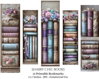 Vintage Books bookmarks Shabby Chic Books printable bookmarks, Shabby Chic bookmarks Bookmark Set Ephemera Fussy Cuts 15 Printable Bookmarks