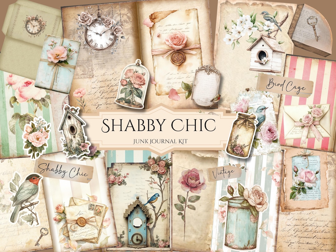Shabby Chic Junk Journal Kit Printable 18 JPG Pages With Labels Tags ...