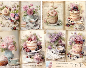 Vintage Tea Junk Journal Printable Pages, Afternoon Tea Junk Journal Kit - Digital Download