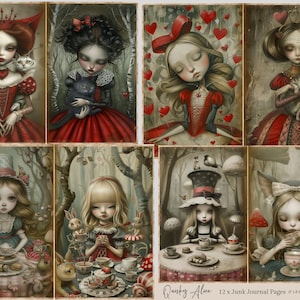 Alice Junk Journal Kit, Wonderland Scrapbooking Supplies, Alice in wonderland ATC Cards, Alice in wonderland junk journal, Vintage Ephemera,