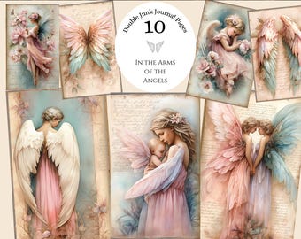 Vintage Angels Junk Journal Pages, Angels Digital Papers, Heavenly Collage Sheet, Angelic Printable, Angels Ephemera, Angels Junk Journal,