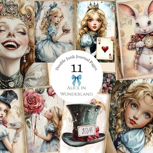 Alice Junk Journal Alice in Wonderland junk journal Alice in wonderland Digital Papers Alice in wonderland Vintage Ephemera Young Alice