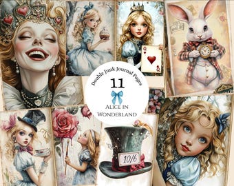 Diário de recortes da Alice no País das Maravilhas, Papéis digitais da Alice no País das Maravilhas, Materiais antigos da Alice no País das Maravilhas, Alice jovem