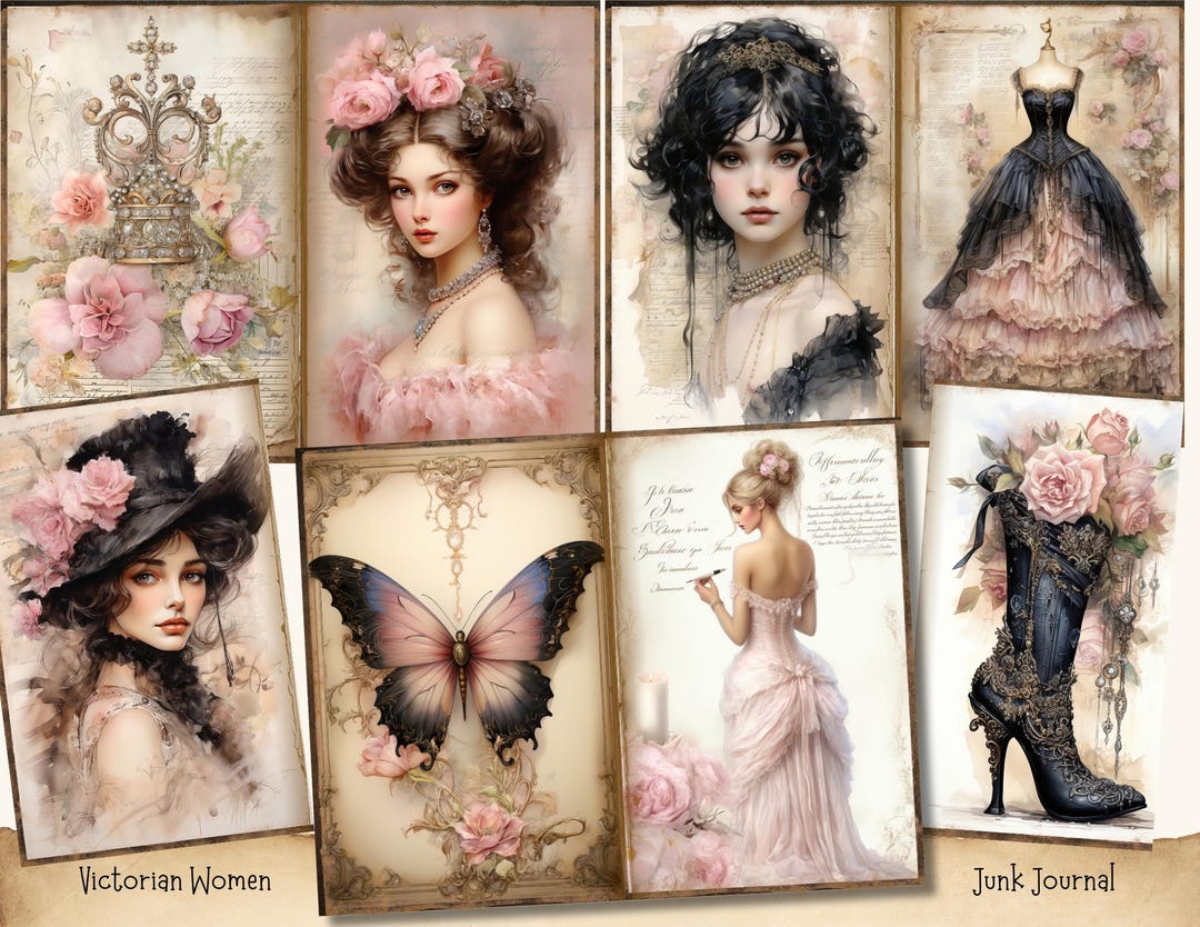 Victorian Women Junk Journal Pages, Vintage Ephemera Digital Download ...