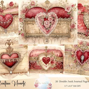 Valentinstag Papiere Collage Printable Junk Journal, Valentinstag Junk Journal Kit, Digitale Papiere Collagesheet, Valentinstag Papiere