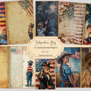 Patriotic America Junk Journal Kit, 4th of July Junk Journal, 4th of July, Vintage Independence Day, USA Ephemera Printable Digital Download