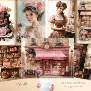 Schokolade Junk Journal, Viktorianische Frauen Junk Journal Seiten, Crafting Papers, Scrapbooking, Schokolade Ephemera, Victorian Junk Journal,