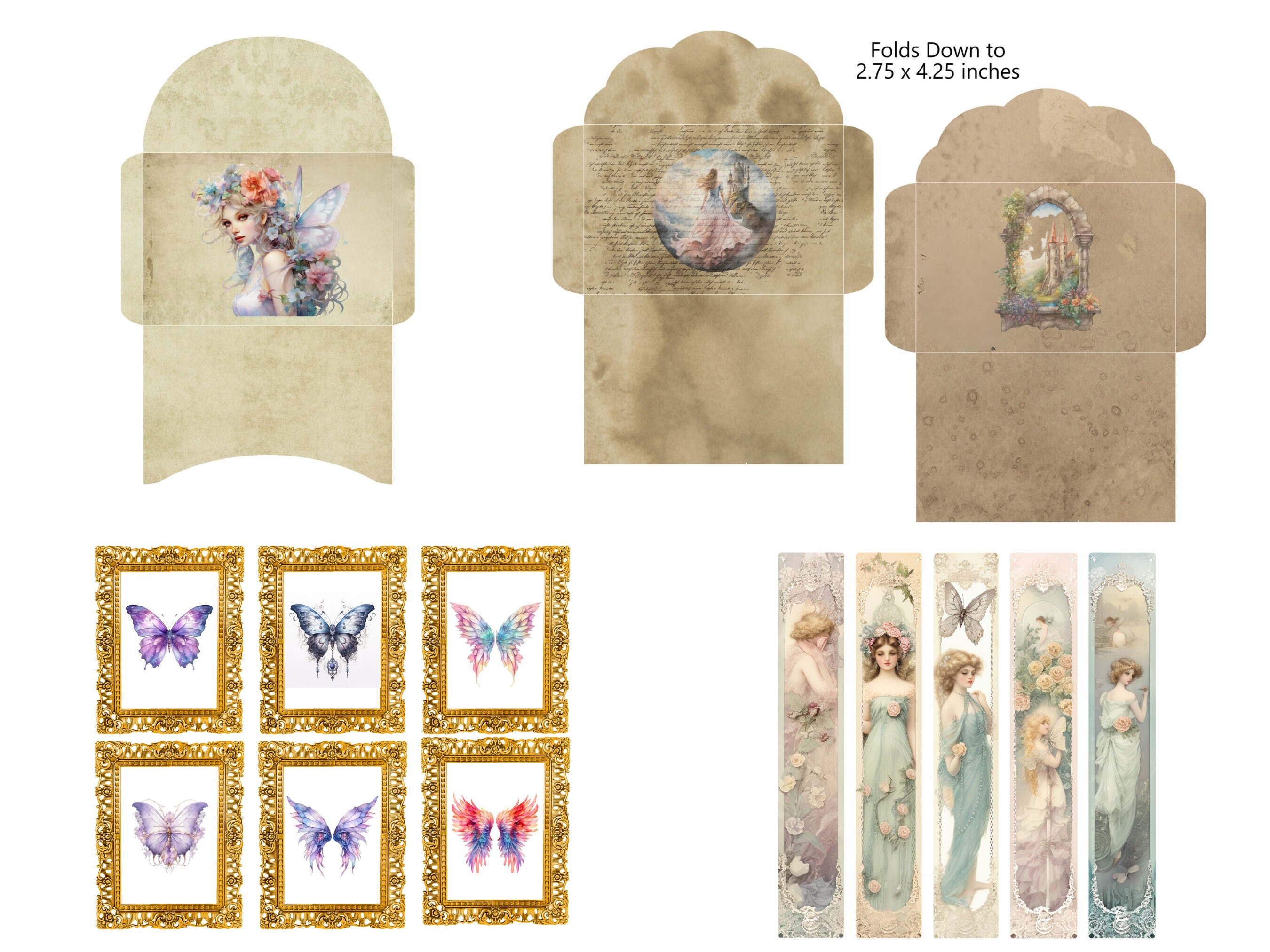 Fairies Junk Journal Digital Junk Journal Kit Butterfly Fairies Collage ...