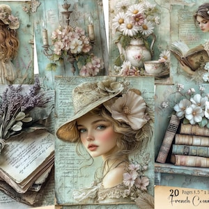Vintage Country Cottage Junk Journal papiers Vintage Floral Spring Farm imprimable Téléchargement numérique Cottage core Ephemera Shabby Chic