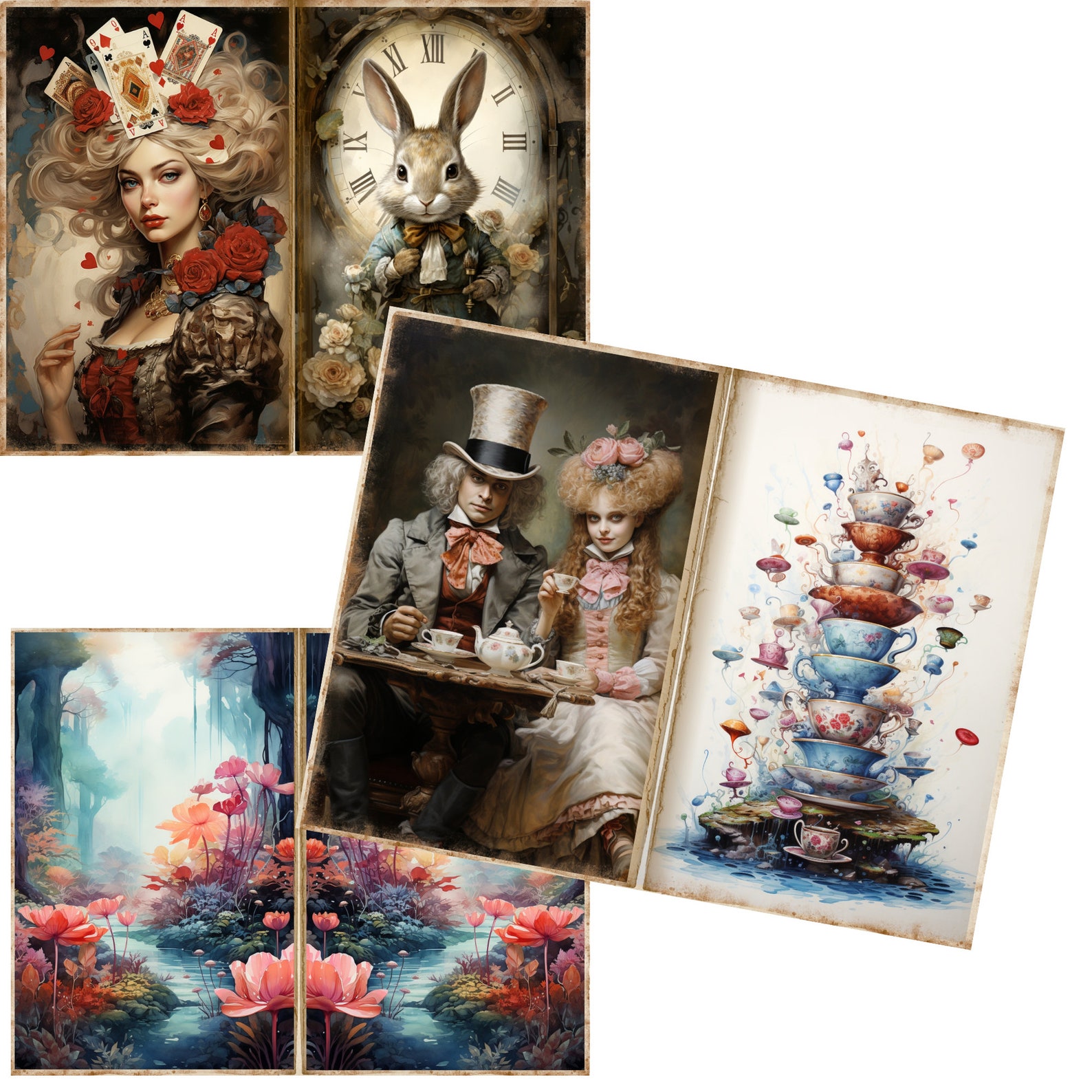 Alice in Wonderland Junk Journal, Alice Scrapbooking, Alice Printable ...