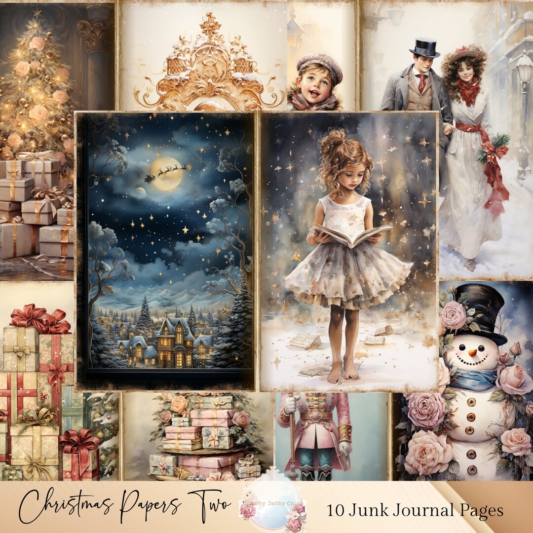 Christmas Junk Journal Pages, Vintage Merry Christmas Junk Journal ...
