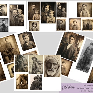 Vintage Photographs, Vintage people Photos Journal Cards Fussy Cuts Journaling Cards Junk Journal Printable Ephemera Labels tags Card Making