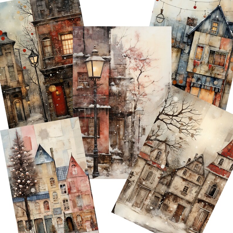 Christmas Junk Journal Paper Collage Printable Junk Journal Half Papers, Scrapbook Images Greeting Card Christmas Ephemera Digital Download image 2