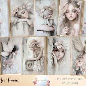 Journal des fées des glaces, journal des déchets des fées vintage, journal des déchets des fées, papiers numériques des fées des glaces, éphémères de scrapbooking, éphémères des fées