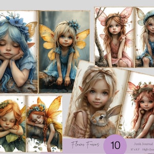 Kit de carnets féeriques à imprimer collage, kit numérique fées, carnet de fées en papier carnet papillons indésirables fées papiers numériques