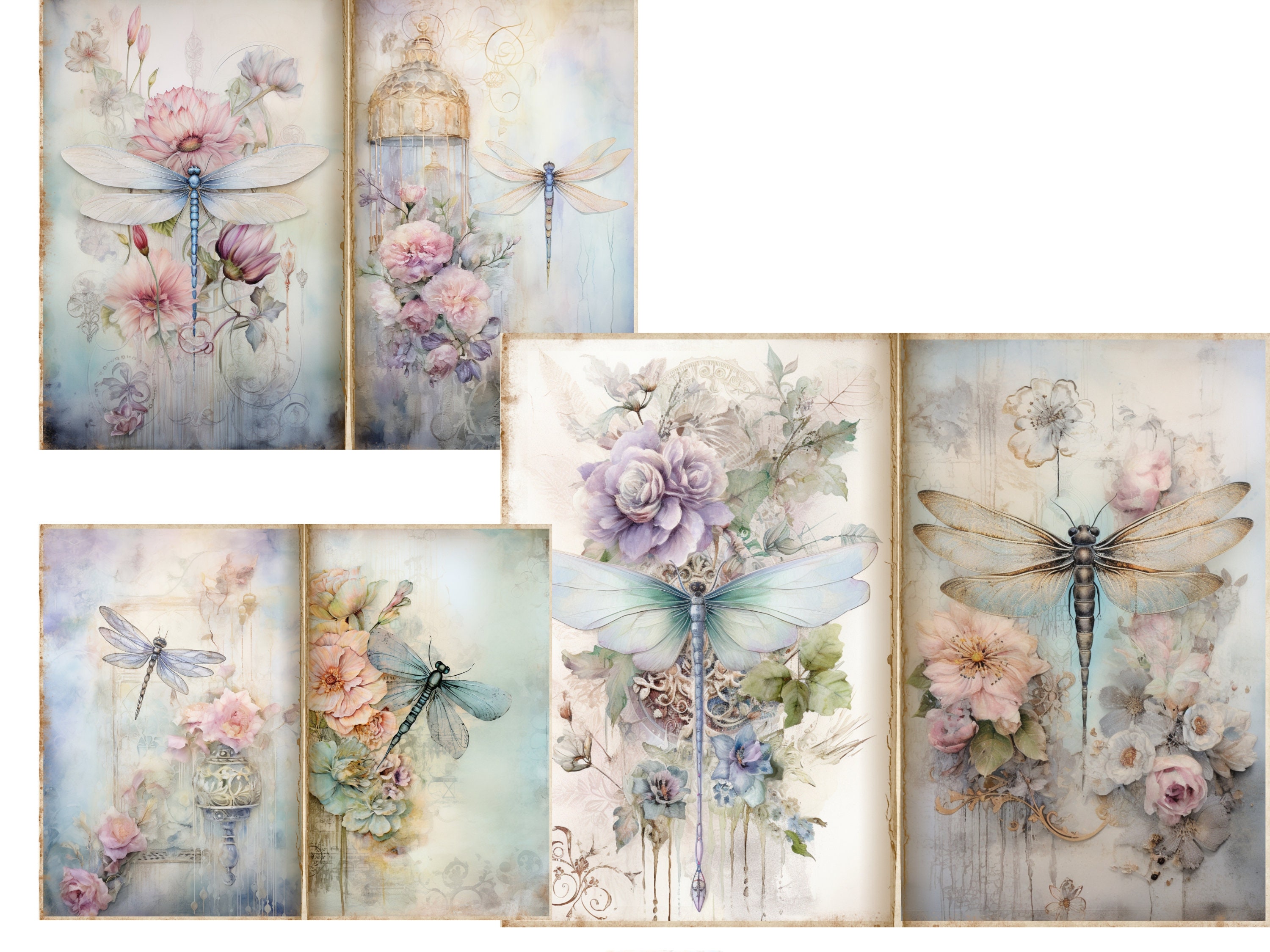 Dragonflies Junk Journal Kit, Vintage Journal Papers, Dragonfly Junk ...