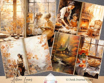 Autumn Junk Journal Pages, Fall Junk Journal Kit, Autumn Collage Sheet - Digital Download