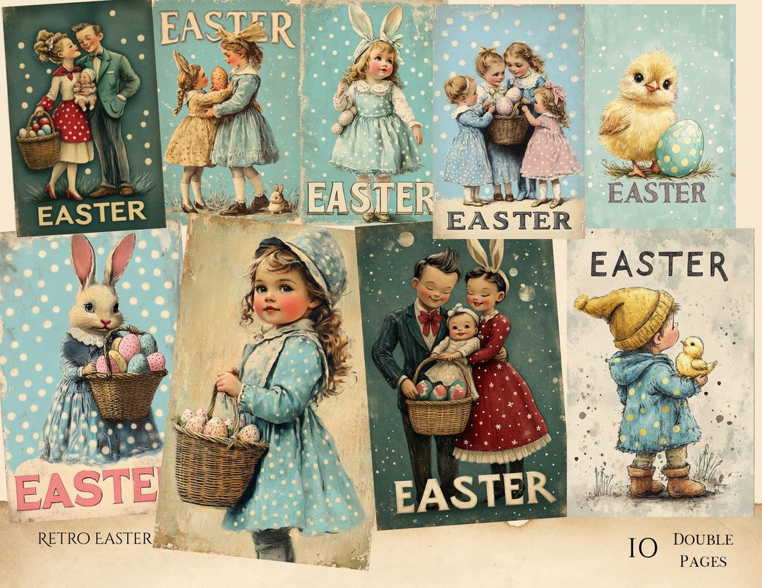 Vintage Easter Junk Journal Pages, Ephemera Collage Sheets Digital ...