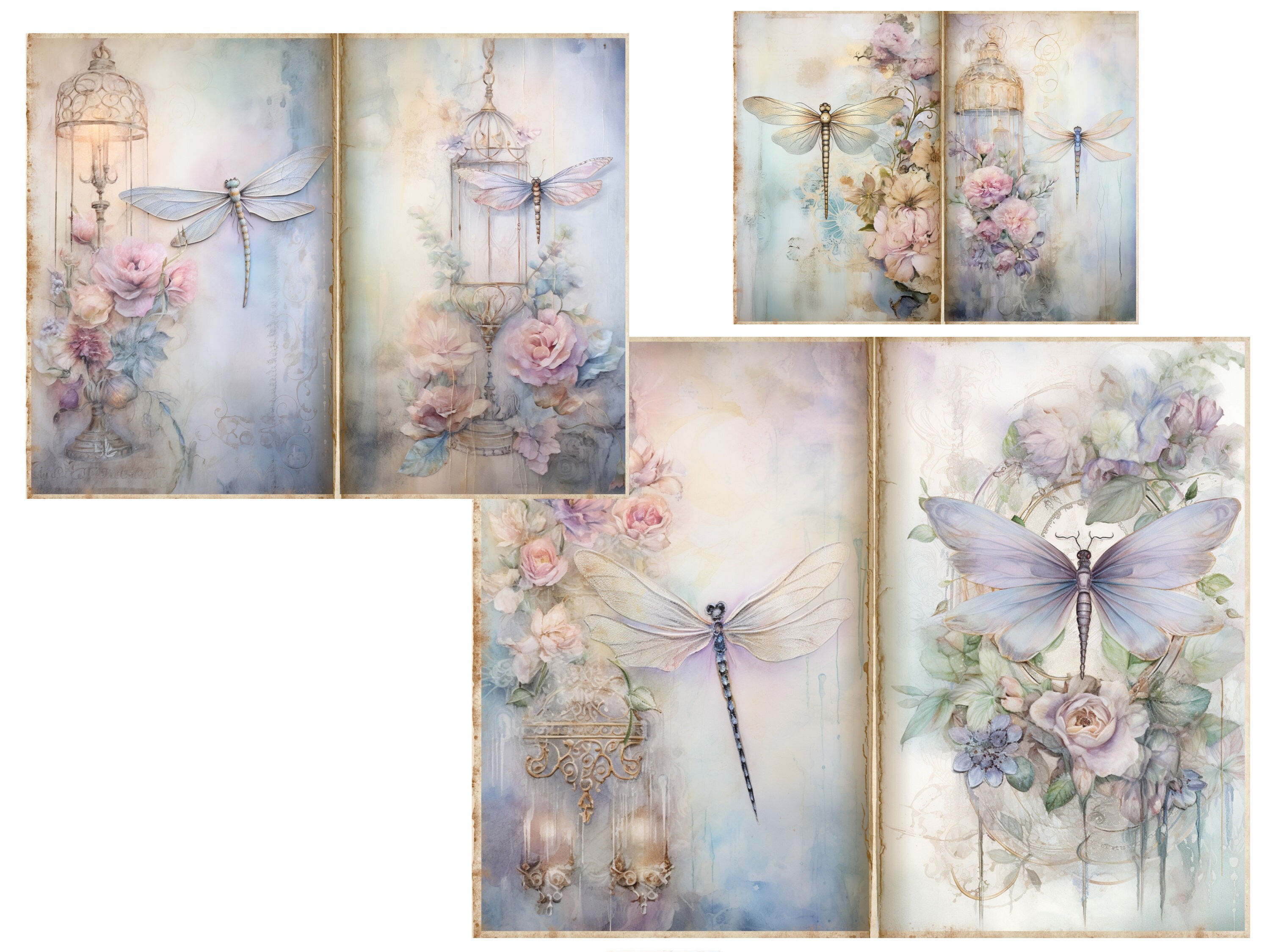 Dragonflies Junk Journal Kit, Vintage Journal Papers, Dragonfly Junk ...