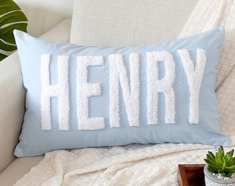 Custom Name Punch Needle Pillow Cover, Baby Shower Gift, Toddler Birthday Gift, Christmas Gift, Slumber Party Gift, Dorm Pillow