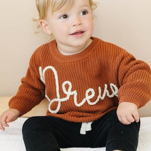 Personalized Baby Name Sweater, Embroidered Children Sweatshirt, Knit Sweater Toddler, Custom Baby Sweater with Name, Customized Baby Gifts