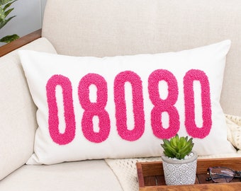 Closing Gift, Personalized Zip Code Pillowcase, Punch Needle Pillow, Custom Pillowcase, Housewarming Gift, First Home Gift, New Home Gift