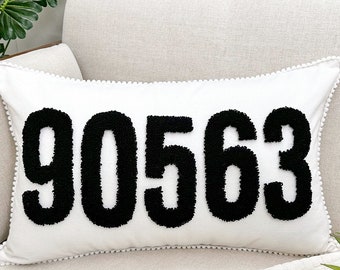 Custom Zip Code Pillowcase, Closing Gift, Punch Needle Pillow Cover, Housewarming Gift, First Home Gift, New Home Gift