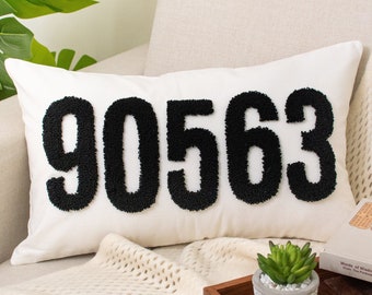 Custom Zip Code Pillow Cover,  Punch Needle Pillow, Personalized Pillows, Housewarming Gift, First Home Gift, New Home Gift