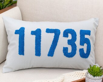 Custom Zip Code Pillowcase, Punch Needle Pillow, Personalized Pillowcase, Housewarming Gift, First Home Gift, New Home Gift