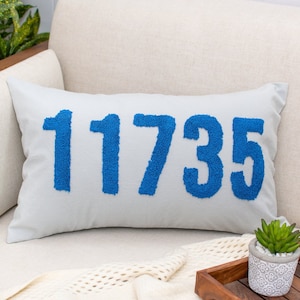 Custom Zip Code Pillowcase, Punch Needle Pillow, Personalized Pillowcase, Housewarming Gift, First Home Gift, New Home Gift