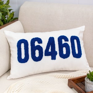 Blue Zip Code Pillow Etsy