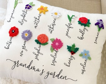 Grandma Gift With Grandkids' Names & Birth Month Flowers, Mother's Day Gift, Grandparent Gift, Punch Needle Mother's Day Gift