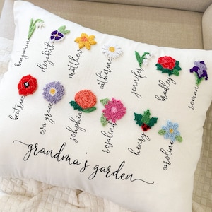 Grandma Gift With Grandkids' Names & Birth Month Flowers, Mother's Day Gift, Grandparent Gift, Punch Needle Mother's Day Gift image 1