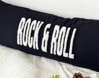 Rock & Roll Pillow Cover with Punch Needle Embroidery