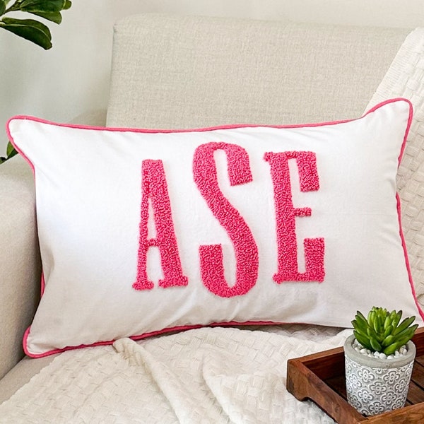 Custom Monogram Pillow Cover, Embroidery Gift for Couple, Initial Wedding Monogram, New Home Housewarming Gift