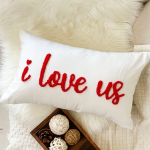 I Love Us Pillow Cover for Anniversary, Valentines Day, Punch Needle Pillow Cover, Gift for Her, Wedding Gift, Couple's Gift