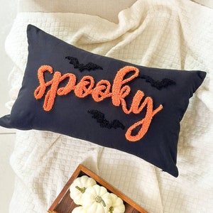 Spooky Halloween Pillow Cover, Punch Needle Pillow for Halloween Décor and Halloween Gifts, Fall Autumn Décor