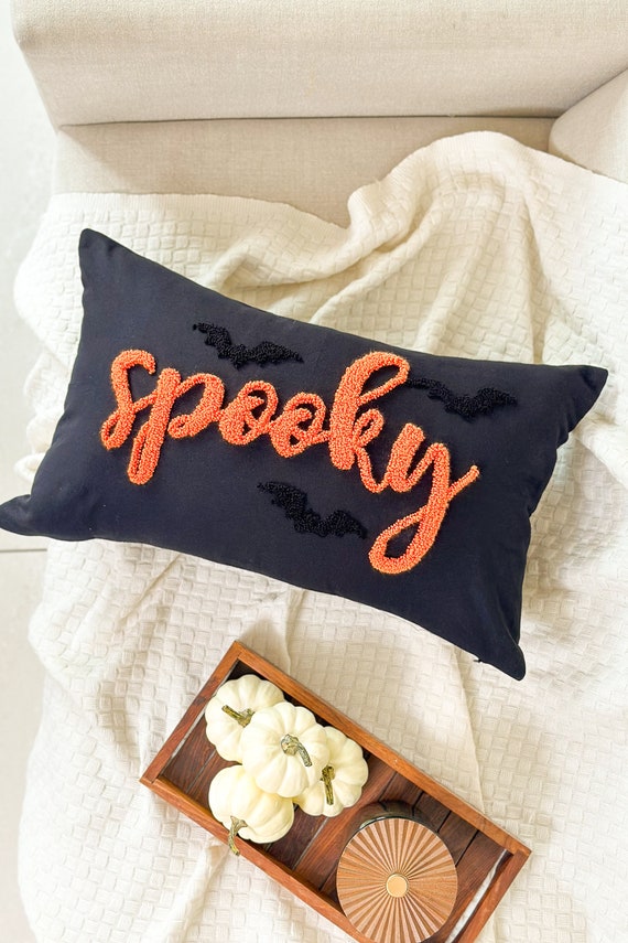 Spooky Halloween Pillow Cover Punch Needle Pillow for Halloween Decor and Halloween Gifts Fall Autumn Decor Etsy