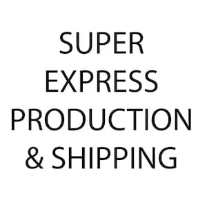 May include: Black text on a white background reads "SUPER EXPRESS PRODUCTION & SHIPPING". The text is in a bold, sans-serif font, and is centered in the frame.