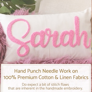Personalized Baby Name Pillow Cover,Custom Pillow Cover,Punch Needle Name Pillow,Personalized Nursery Gift, Kids Room Decor, Baby Room Decor image 4
