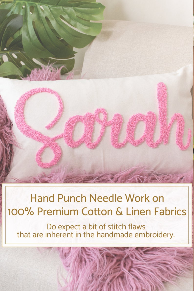 Personalized Baby Name Pillow Cover,Custom Pillow Cover,Punch Needle Name Pillow,Personalized Nursery Gift, Kids Room Decor, Baby Room Decor image 4