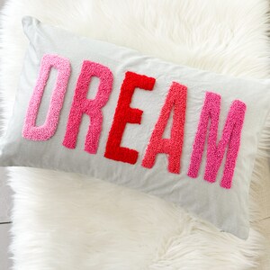 Dream Pillow Cover with Punch Needle Embroidery image 1