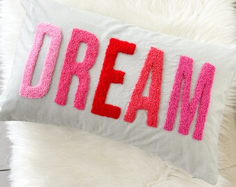 Dream Pillow Cover with Punch Needle Embroidery