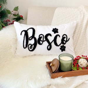 Custom Dog Name Pillow Cover,  Punch Needle Pillow, Personalized Pillow for Dog Lover, Dog Owner Gift