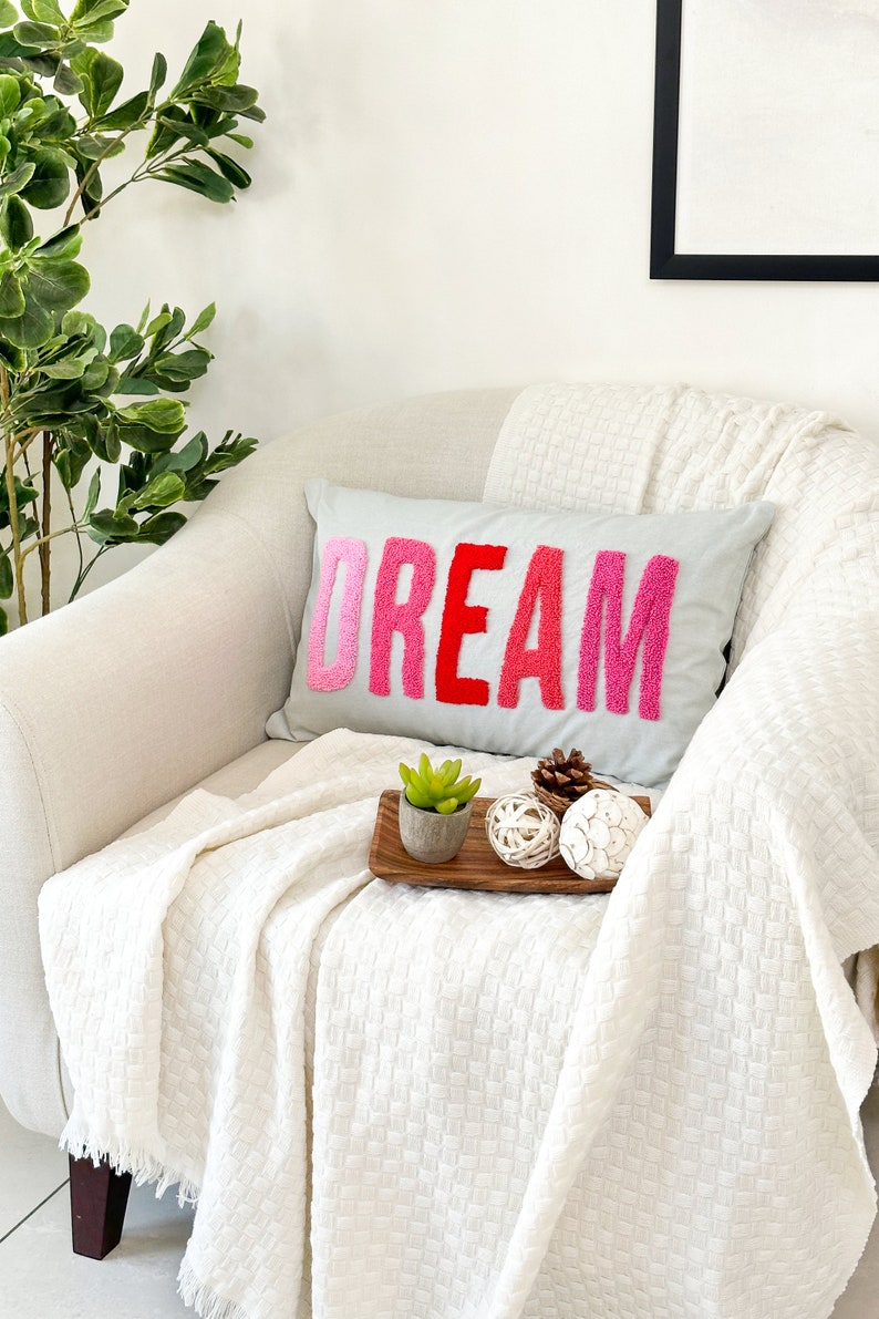 Dream Pillow Cover with Punch Needle Embroidery image 2