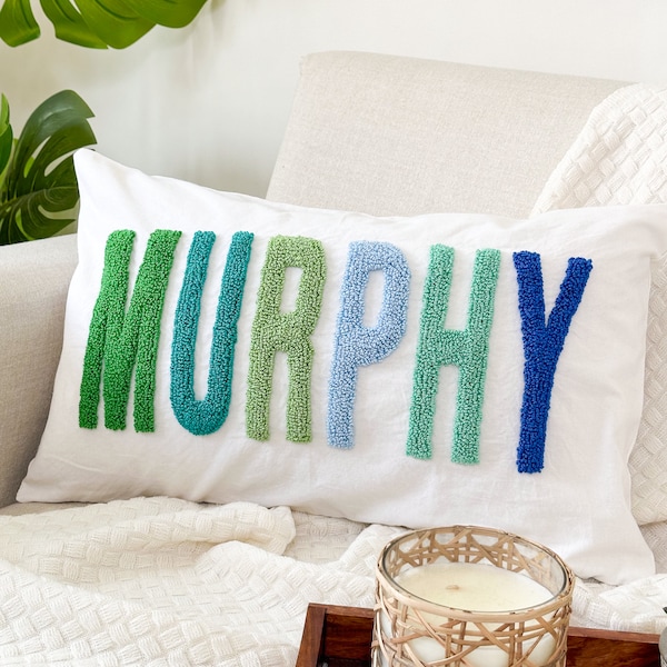 Custom Baby Name Pillow Cover,Punch Needle Name Pillow, Kid Room Decor, Nursery Gift, Dorm Room Décor, Slumber Party Gift