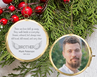 Brother Memorial Ornament, Bereavement Gift for Loss of Brother, Sympathy Gift, Remembrance Xmas Ornament In Loving Memory Photo Ornament