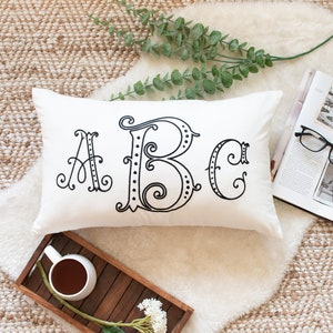 Monogram Pillow Cover, Personalized Pillow Cover, Monogrammed Pillow Lumbar, Initials Pillow Case
