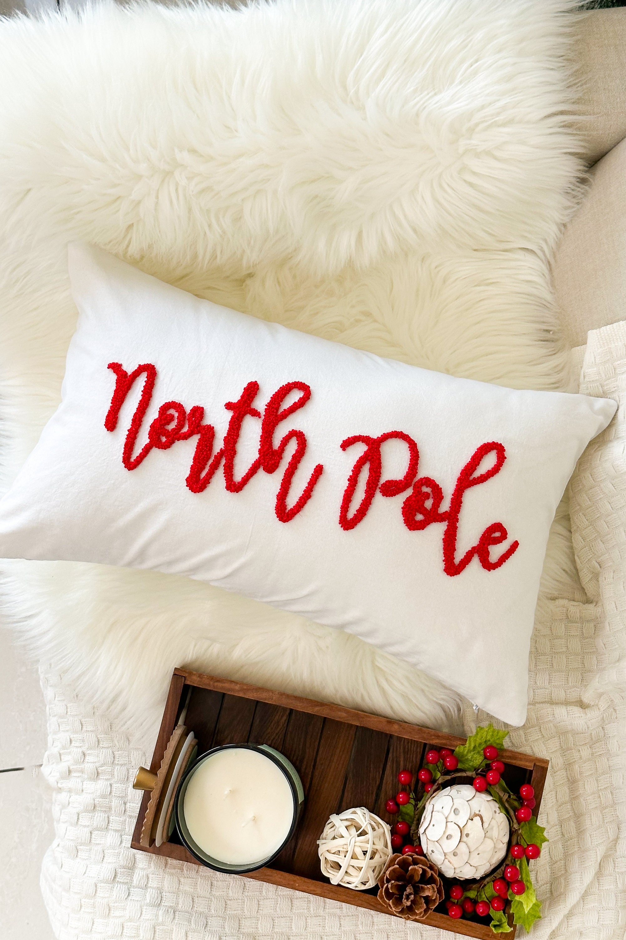 North Pole Trading Co. Merry Christmas Square Throw Pillow